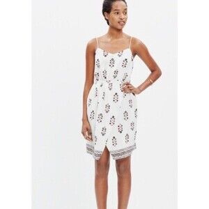 Madewell Silk Sandstar Dress Size 12  VinefkoralIvory Red Adjustable Strap Lined